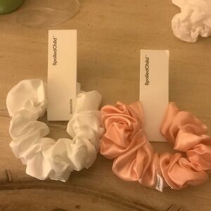 SpoiledChild White and Pink Hair Scrunchies Set